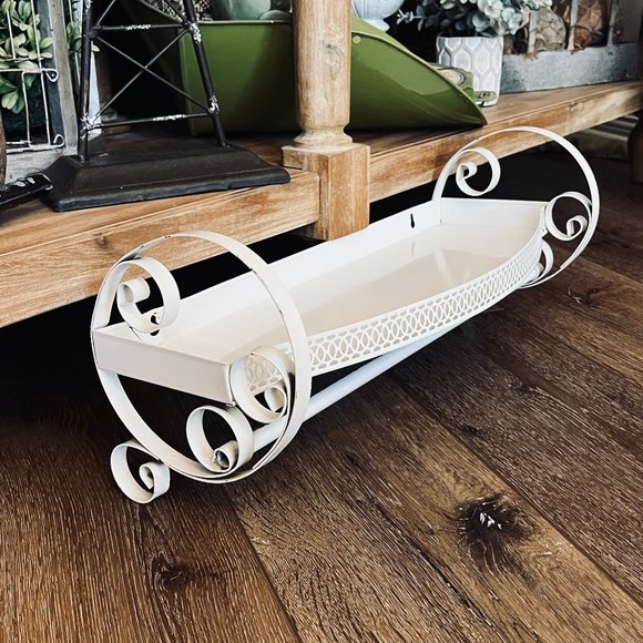 Vintage Wall Decor Mid Century White Metal Bathroom Shelf With